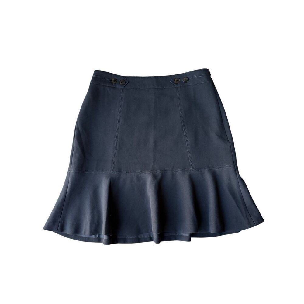 White House Black Market Above The Knee Black Flirty Flounce Skirt Size 6